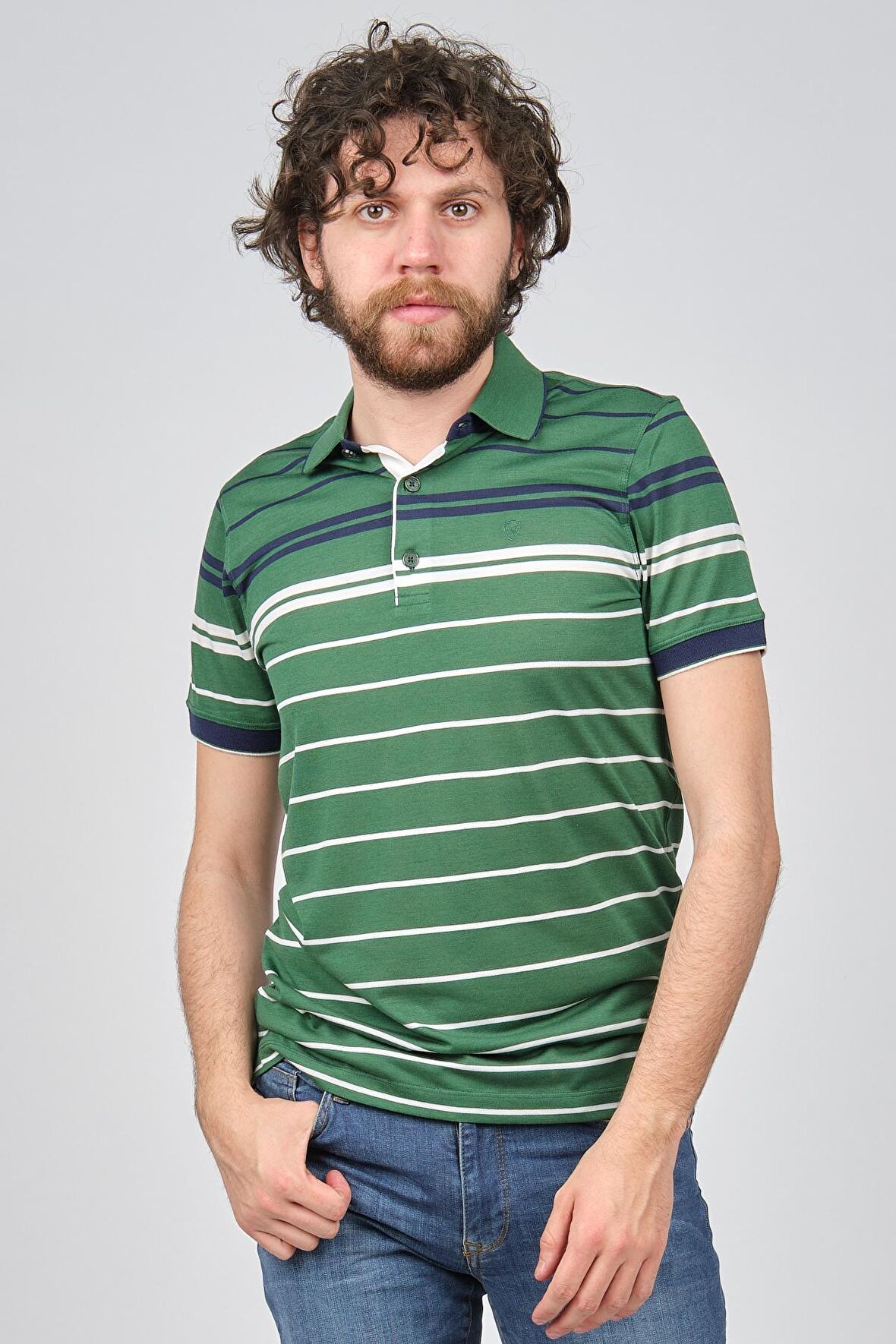 Wellalux Erkek Çizgili Polo Yaka T-Shirt 593173204 Yeşil