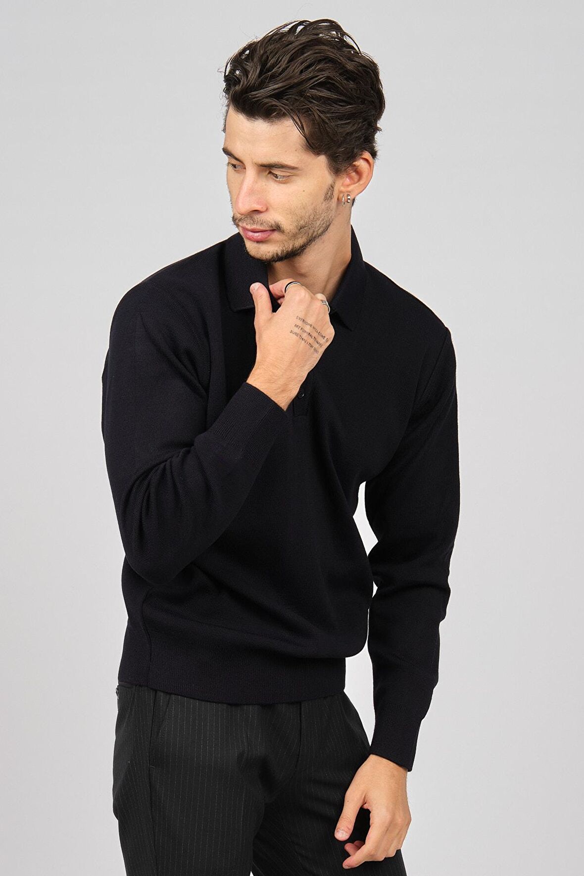 Pave Erkek Polo Yaka Yün Kazak 4358104 Lacivert