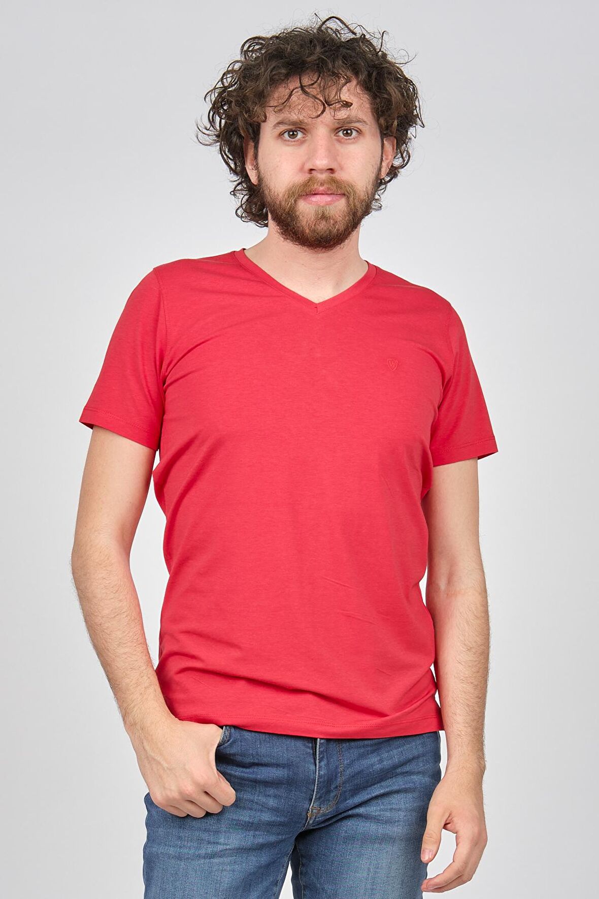 Wellalux Erkek V Yaka T-Shirt 593183449 Mercan
