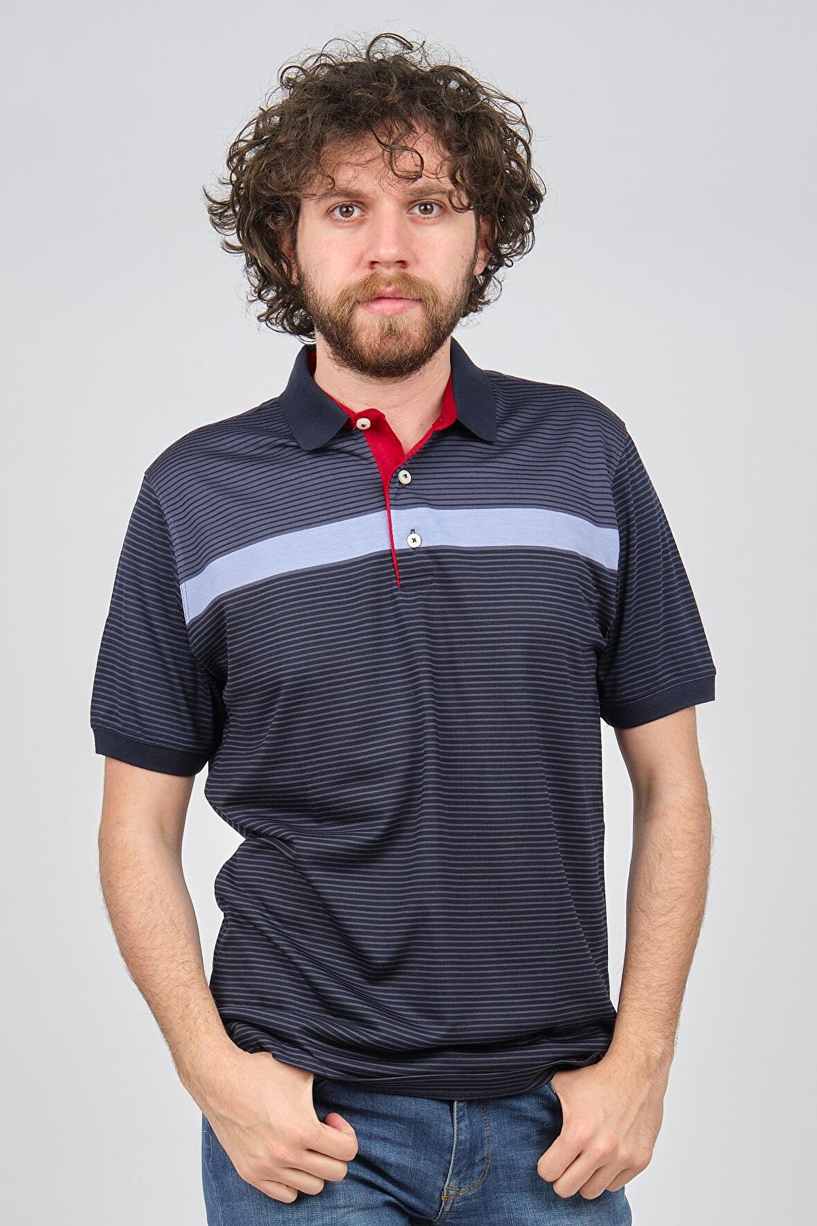 Wellalux Erkek Çizgili Polo Yaka T-Shirt 593193015 Lacivert