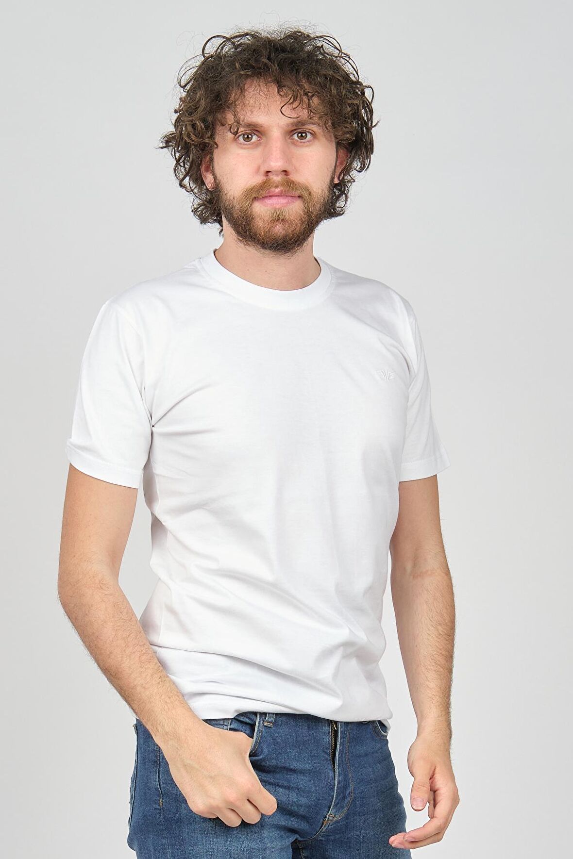 Raymons Erkek Bisiklet Yaka T-Shirt 07103014 Beyaz