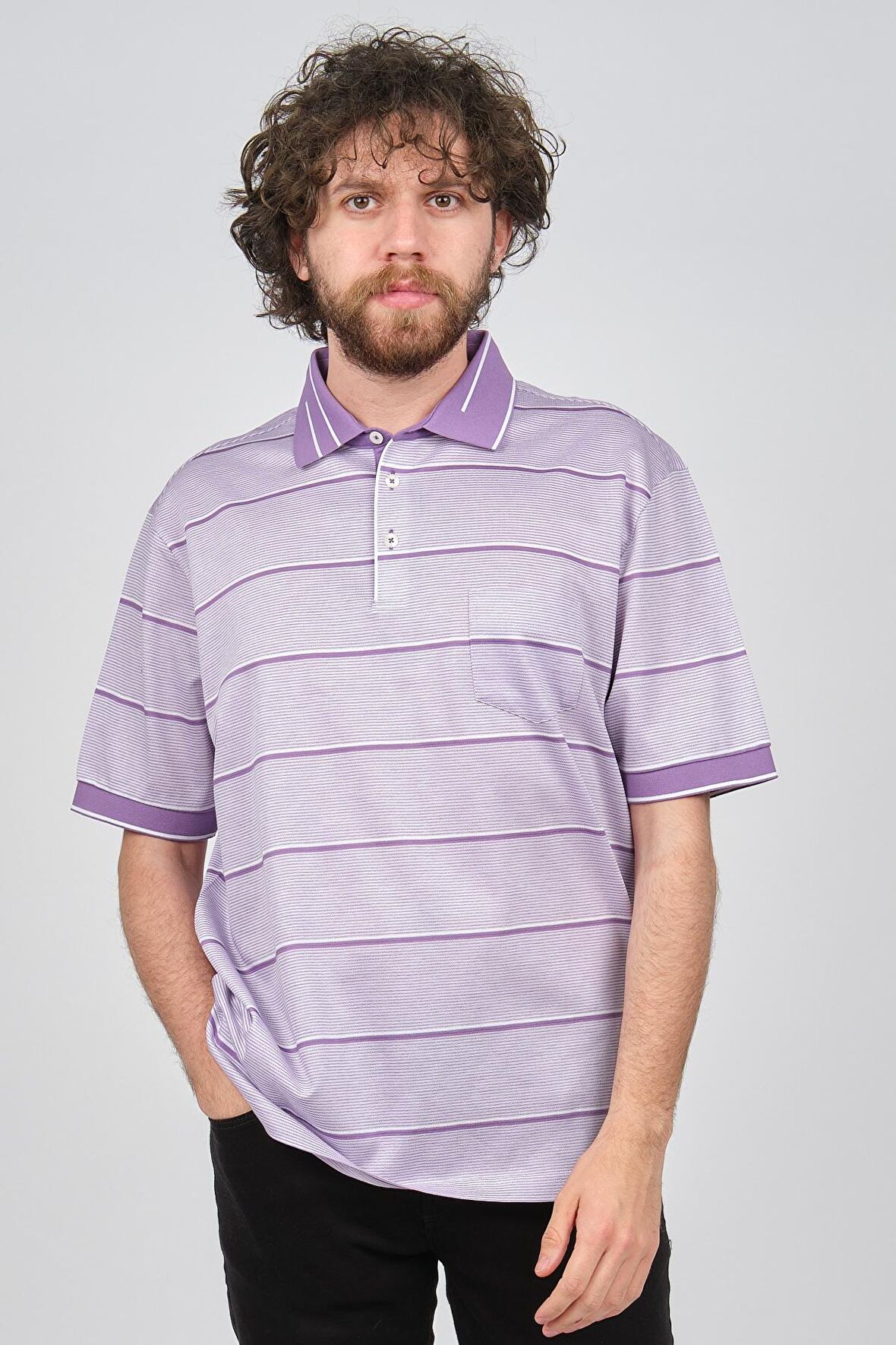 Emm Erkek Cep Detaylı Slim Fit Polo Yaka T-Shirt 1193029 Lila