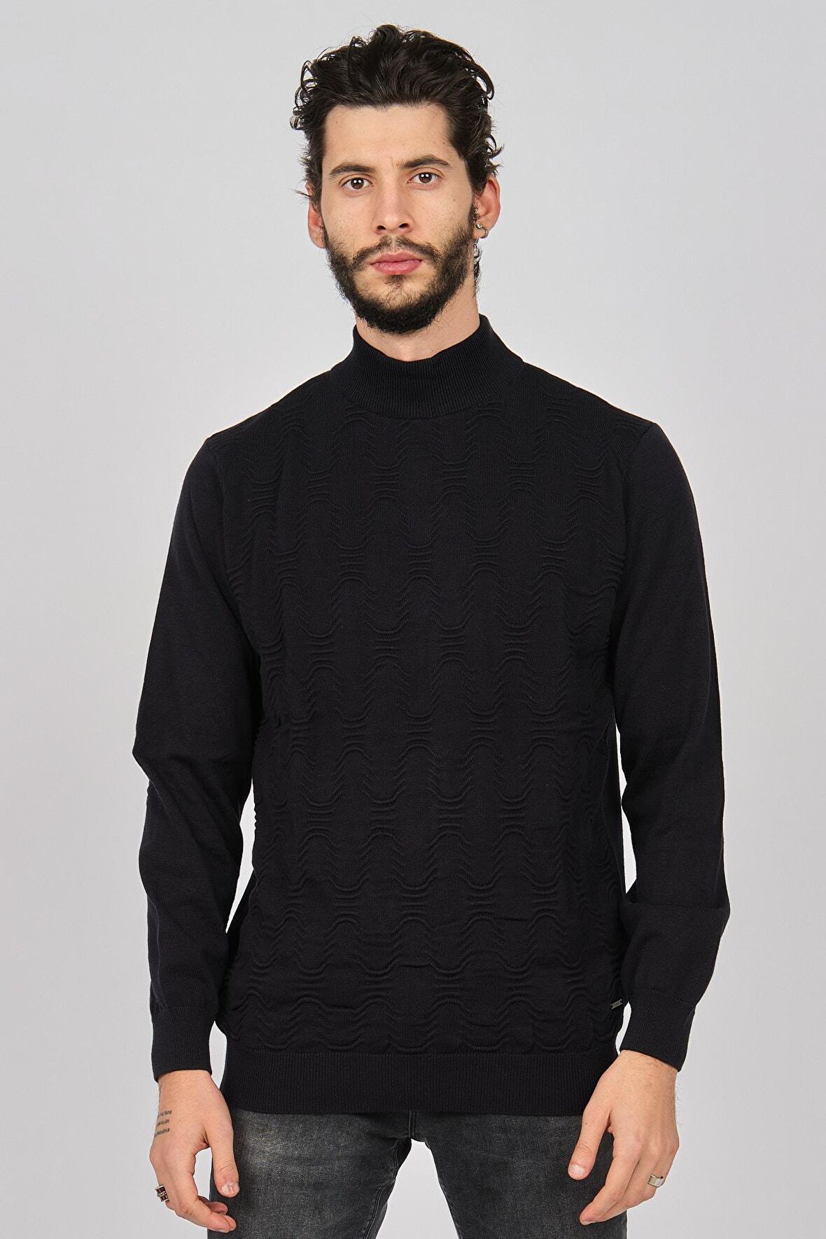 Dio Rise Erkek Desenli Yarım Balıkçı Kazak 650189280 Lacivert