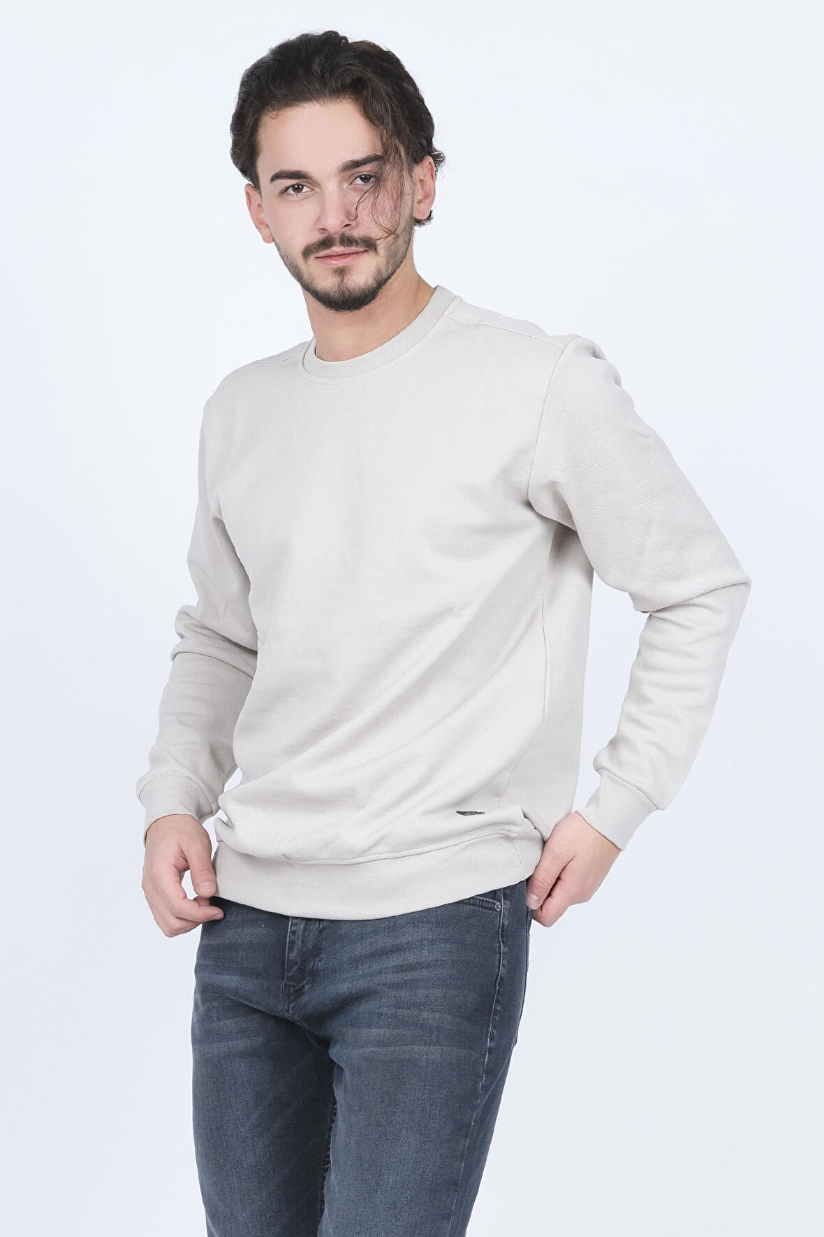 Metropolitan Erkek Bisiklet Yaka Sweatshirt 62422106 Taş