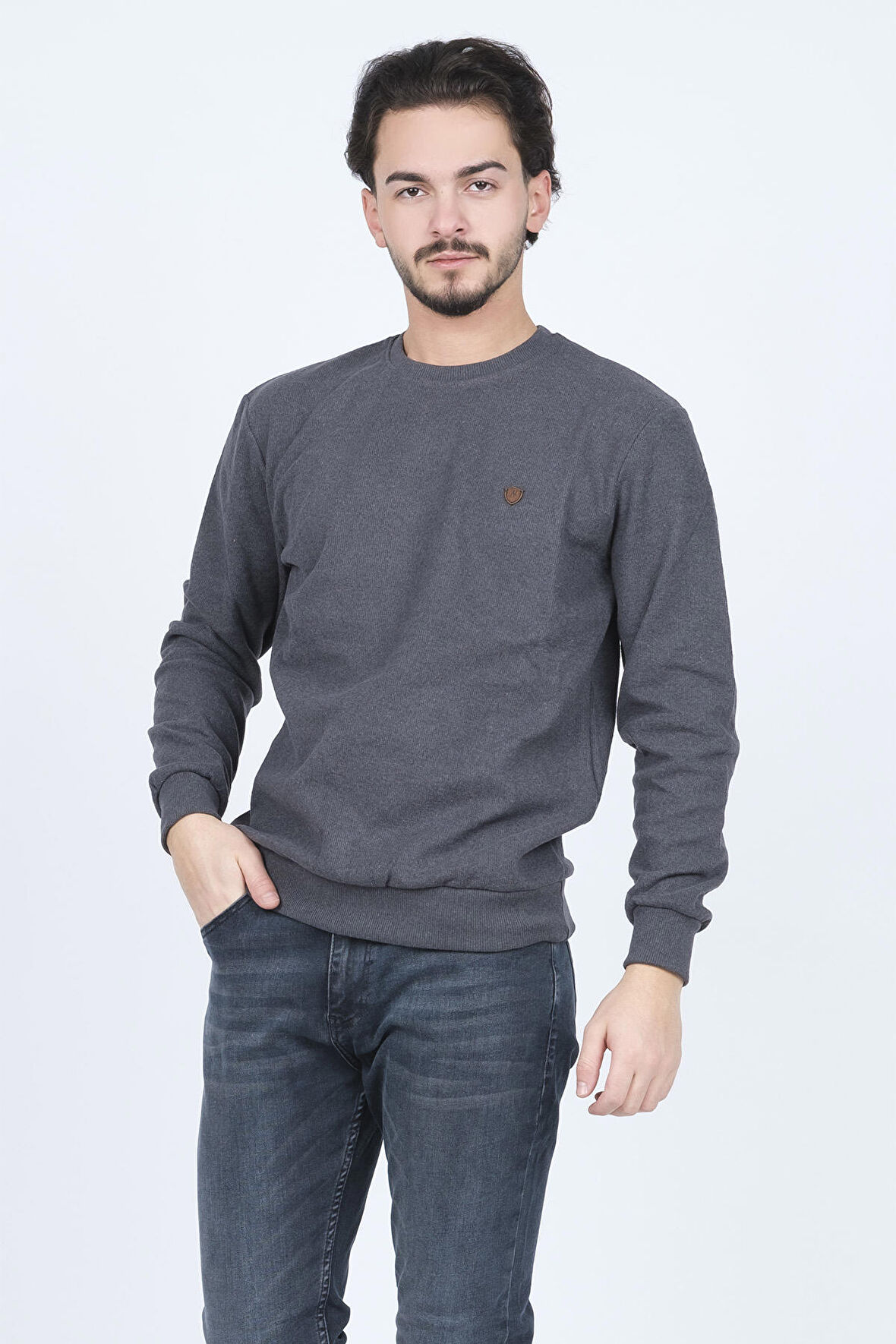 Metropolitan Erkek Bisiklet Yaka Sweatshirt 6240101 Füme