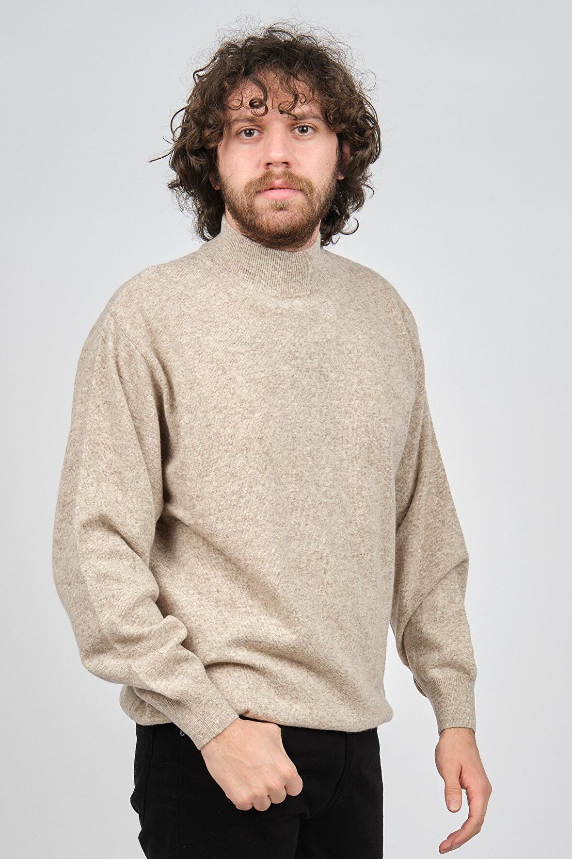Ida Erkek Lambswool Yarım Balıkçı Kazak 0593161 Bej