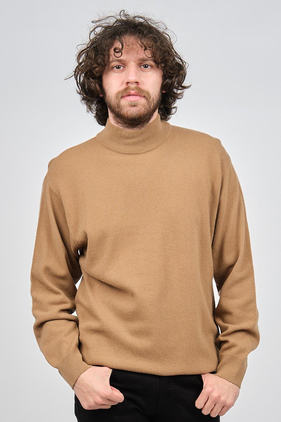 Ida Erkek Lambswool Yarım Balıkçı Kazak 0593161 Camel