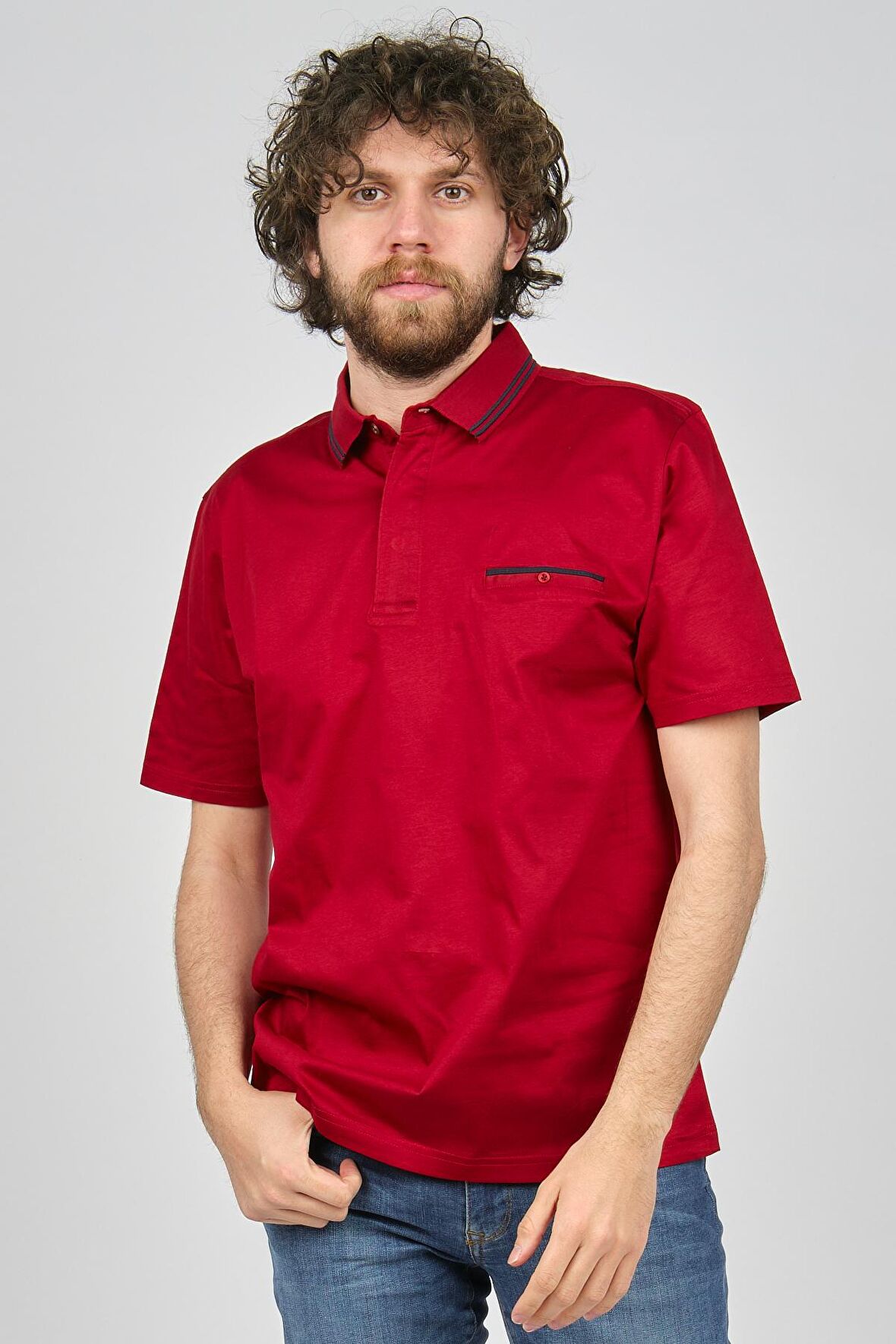 Dolfini Erkek Cep Detaylı Polo Yaka T-Shirt 4841638 Kırmızı