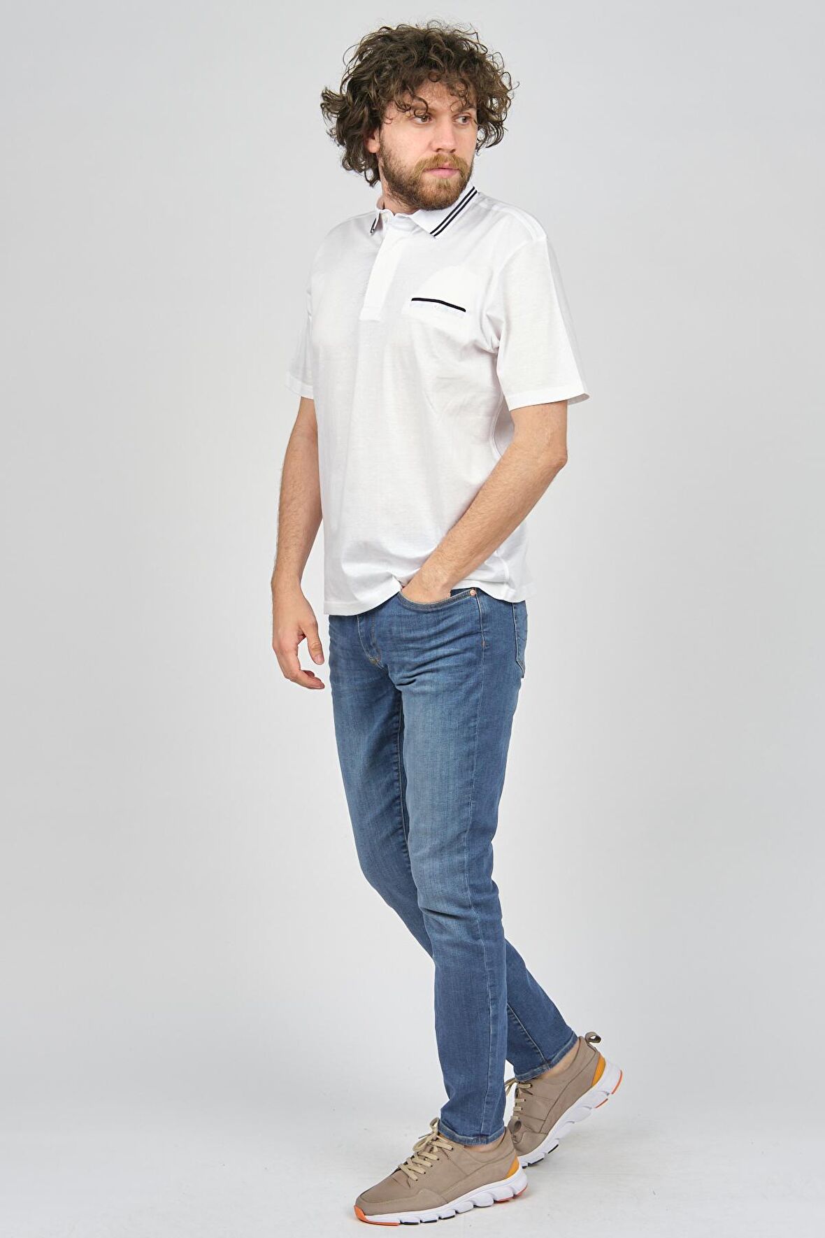 Dolfini Erkek Cep Detaylı Polo Yaka T-Shirt 4841638 Beyaz