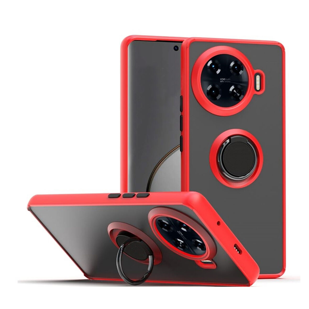 Gpack Tecno Spark 20 Pro Plus uyumlu Kılıf Montreal Yüzüklü Mıknatıslı Kamera Korumalı Silikon