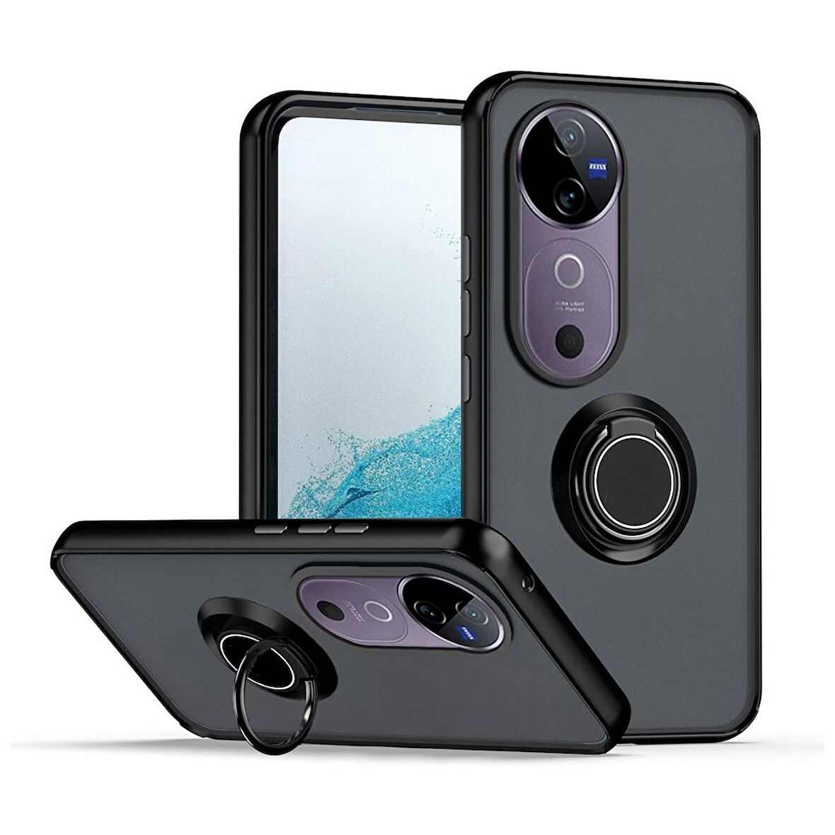 Gpack Vivo V40 5G uyumlu Kılıf Montreal Yüzüklü Mıknatıslı Kamera Korumalı Silikon