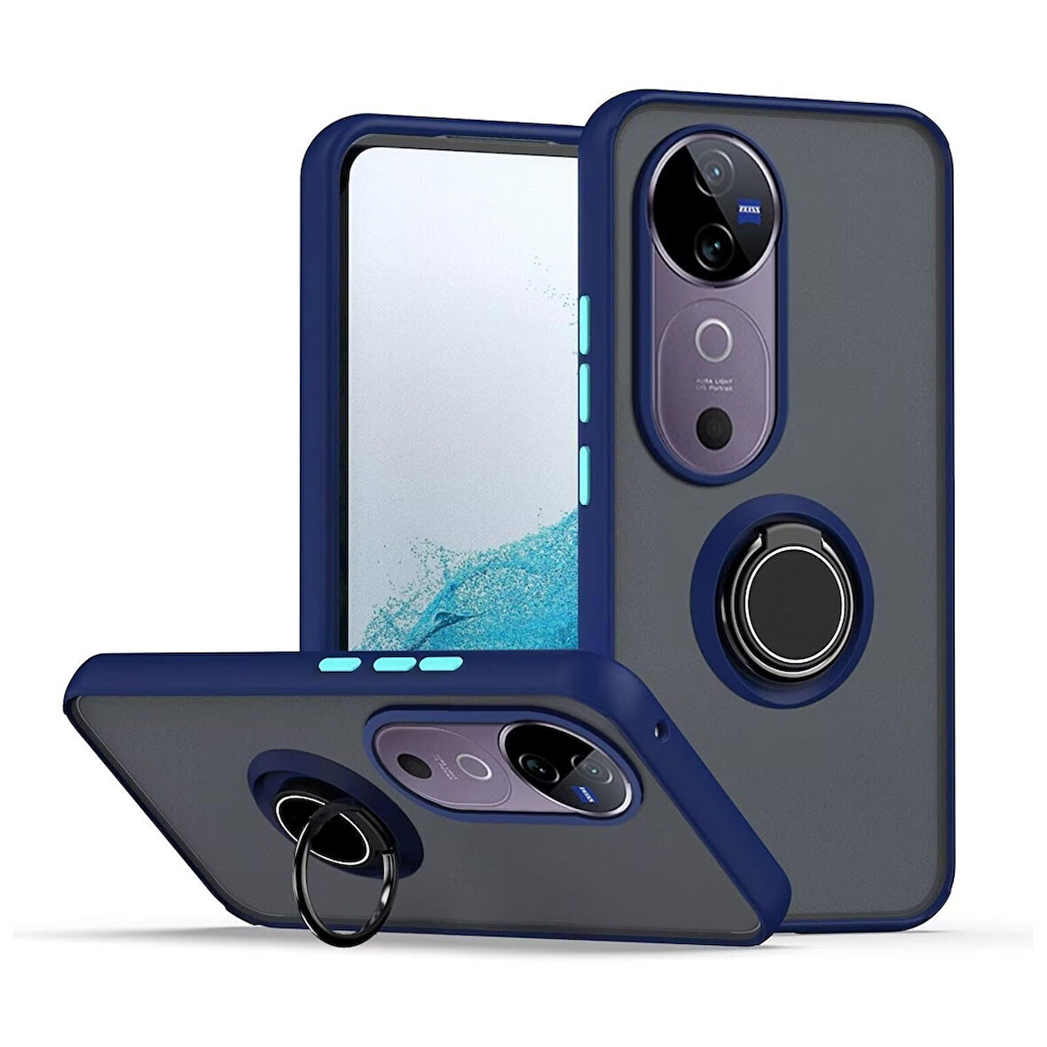 Gpack Vivo V40 5G uyumlu Kılıf Montreal Yüzüklü Mıknatıslı Kamera Korumalı Silikon