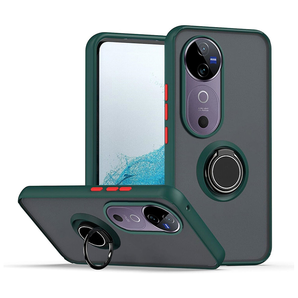 Gpack Vivo V40 5G uyumlu Kılıf Montreal Yüzüklü Mıknatıslı Kamera Korumalı Silikon