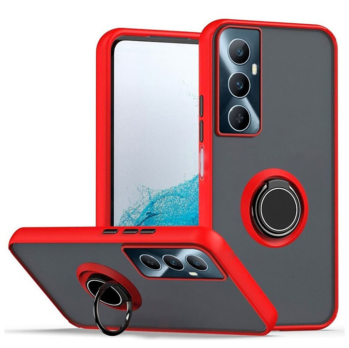 Gpack Realme C65 4G uyumlu Kılıf Montreal Yüzüklü Mıknatıslı Kamera Korumalı Silikon