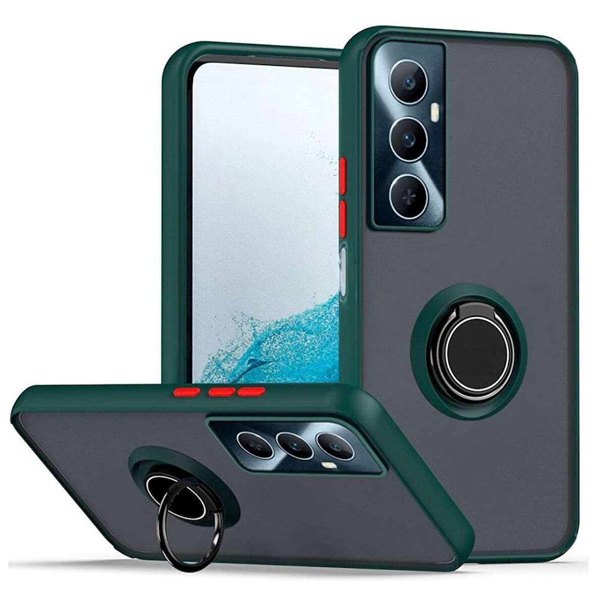 Gpack Realme C65 4G uyumlu Kılıf Montreal Yüzüklü Mıknatıslı Kamera Korumalı Silikon