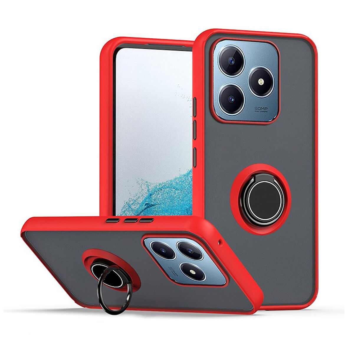 Gpack Realme C63 uyumlu Kılıf Montreal Yüzüklü Mıknatıslı Kamera Korumalı Silikon