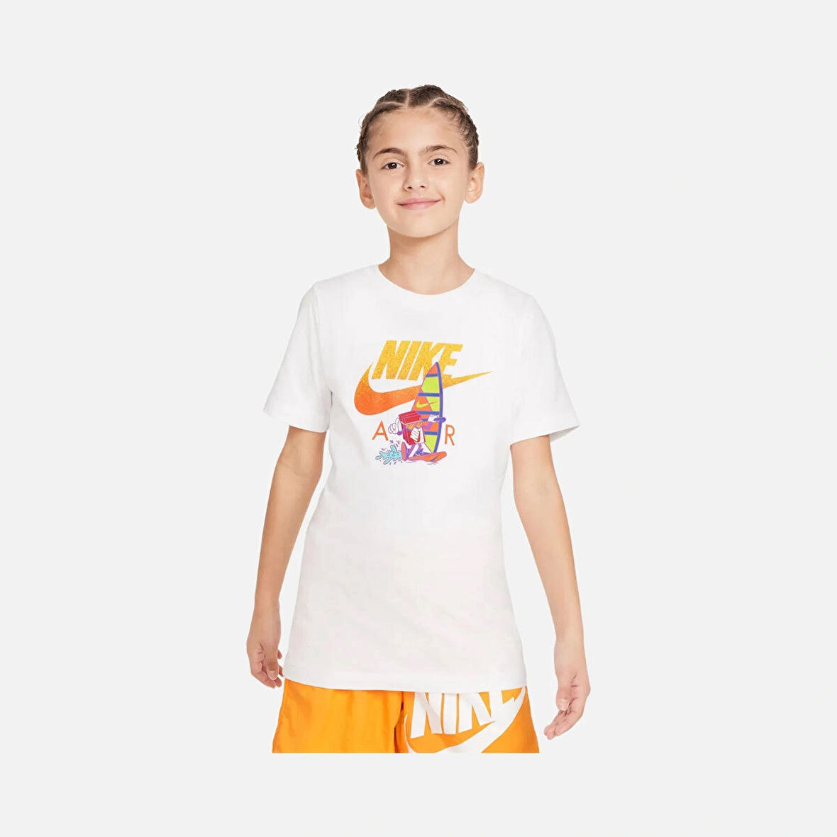 nike Sportswear Boxy 2 Graphic Short-Sleeve kids t-shirt Çocuk pamukklu beyaz Tişört fv5346