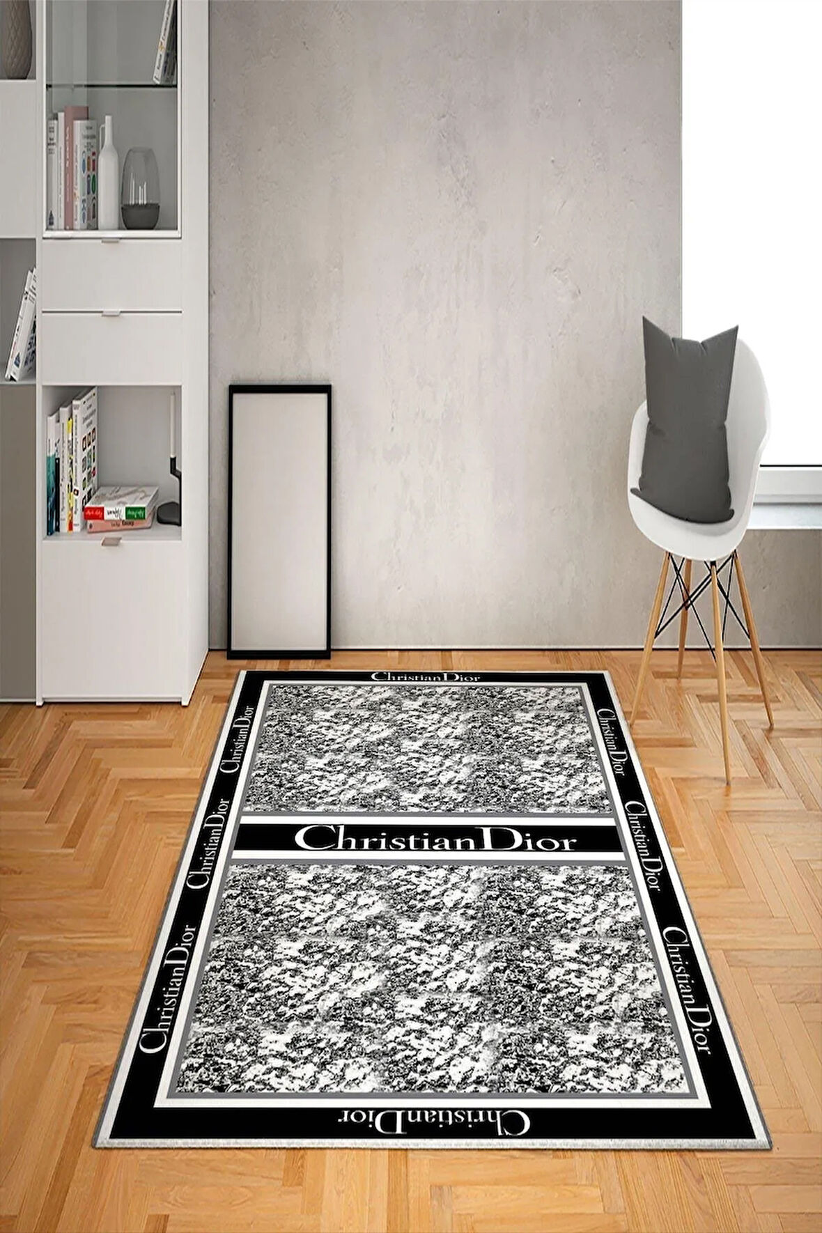 Kaymaz Taban Yıkanabilir Dekoratif Dior Desenli Dot Taban Halı