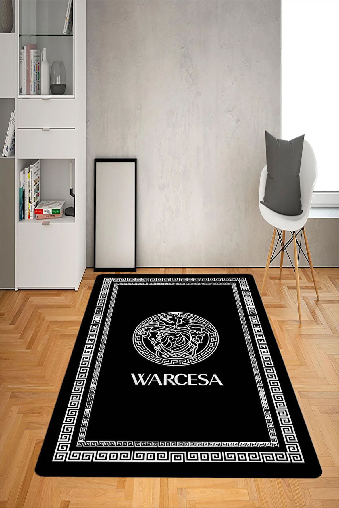 Kaymaz Taban Yıkanabilir Modern Medusa Desenli Dot Taban Halı