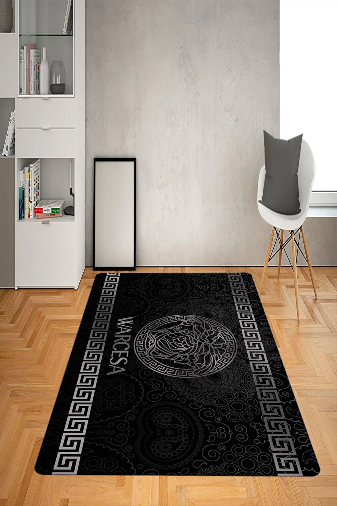 Kaymaz Taban Yıkanabilir Dekoratif Geçişli Medusa Desenli Dot Taban Halı
