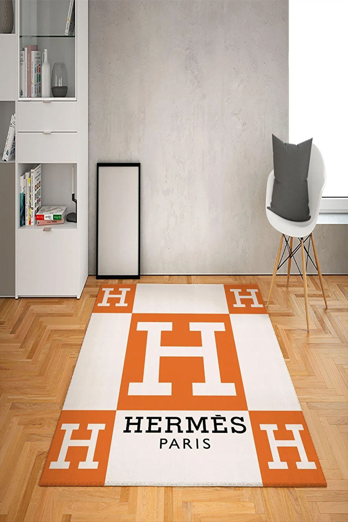 Kaymaz Taban Yıkanabilir Dekoratif Hermes Desenli Dot Taban Halı