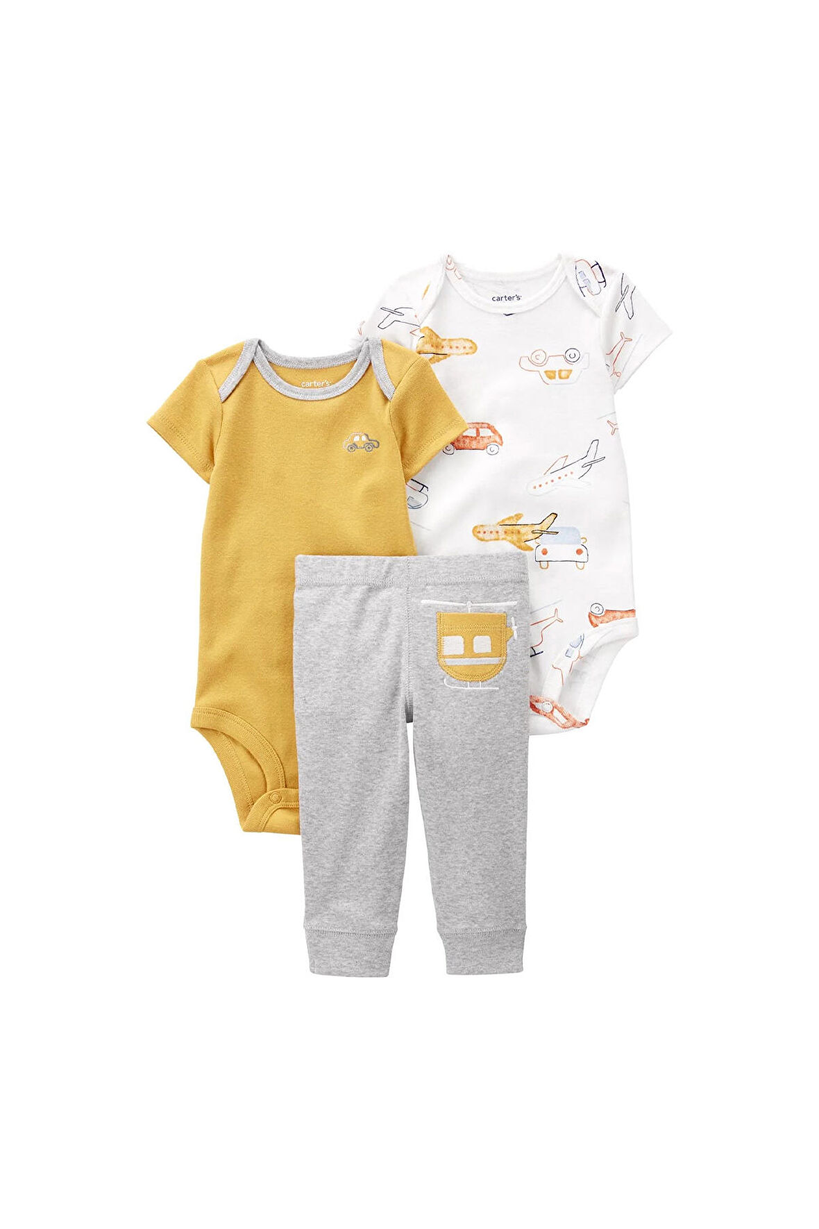 Carter's Layette Erkek Bebek 3'lü Set Arabalı Sarı