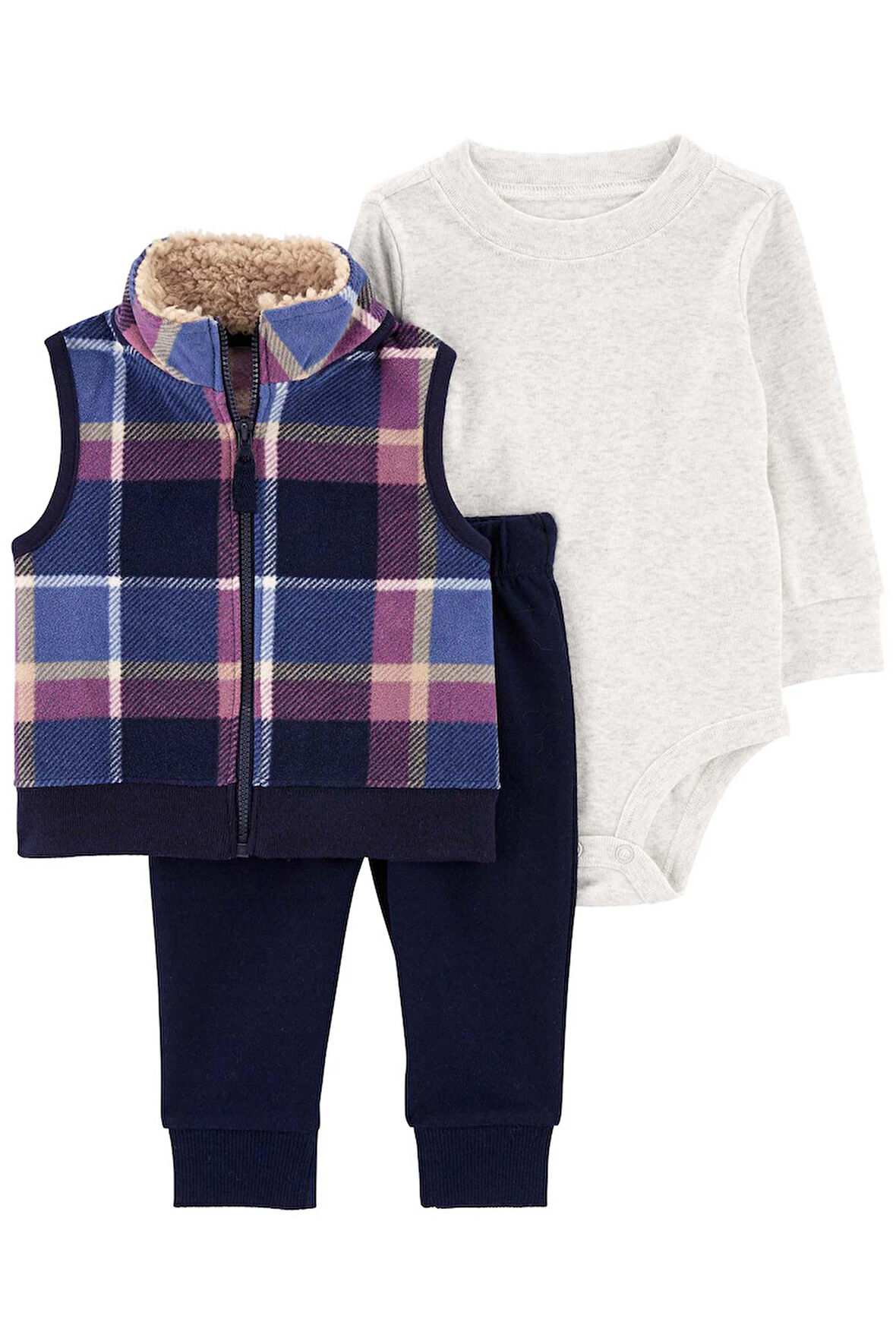 Erkek Bebek 3'lü Yelek Set-Lacivert | 3Ay