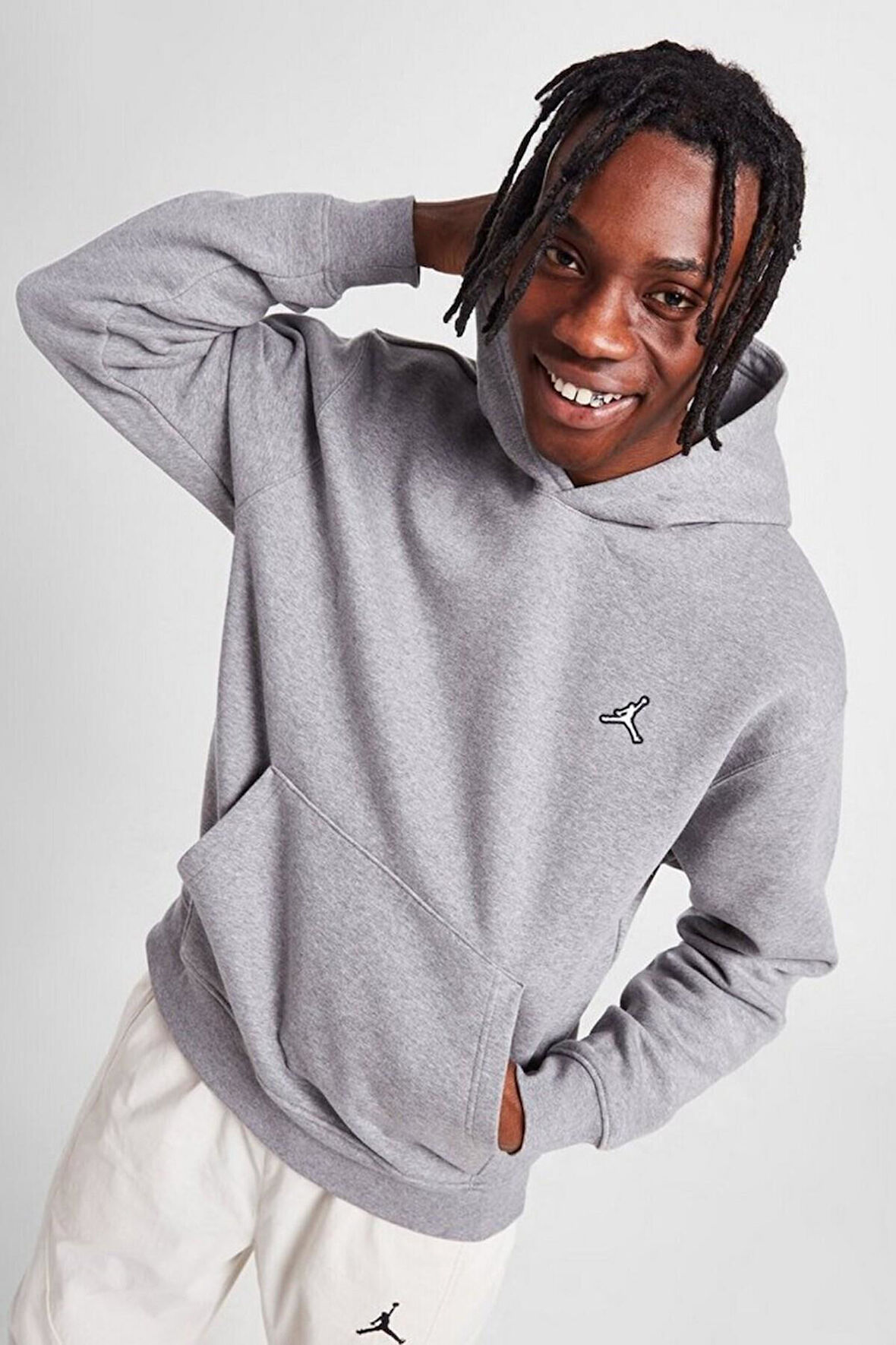 Nike Jordan Ess Fleece Pullover Hoodie Erkek Gri Spor Sweatshirt