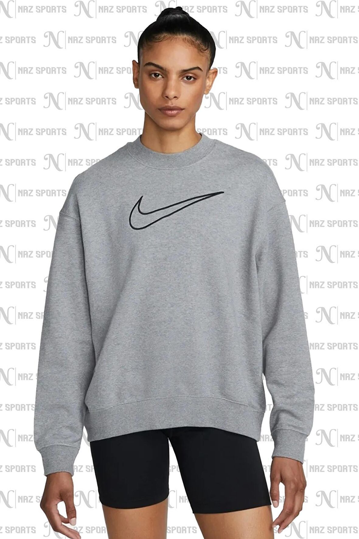 Nike Dri-Fit Get Fit Bol Kesim Gri Kadın Sweatshrit 