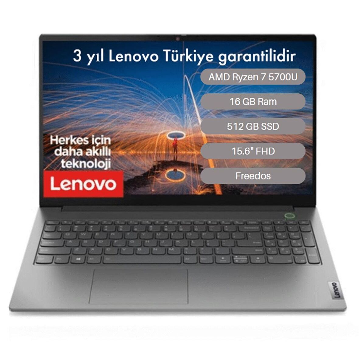 Lenovo ThinkBook 15 G3 ACL AMD Ryzen 7 5700U 16 GB 512 GB SSD Freedos 15.6" FHD Taşınabilir Bilgisayar 21A40037TX16