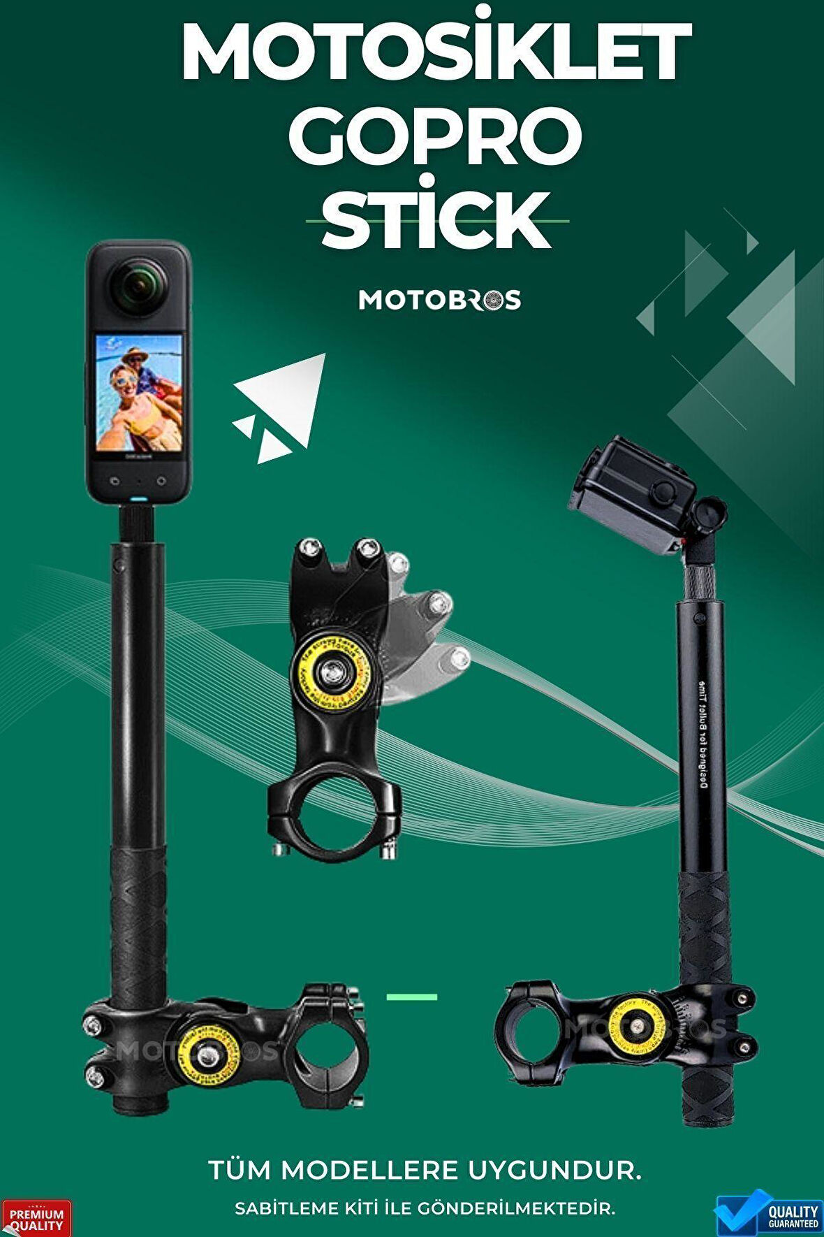 Go Pro Görünmez Selfie Stick Motosi̇klet Gopro Çubuk
