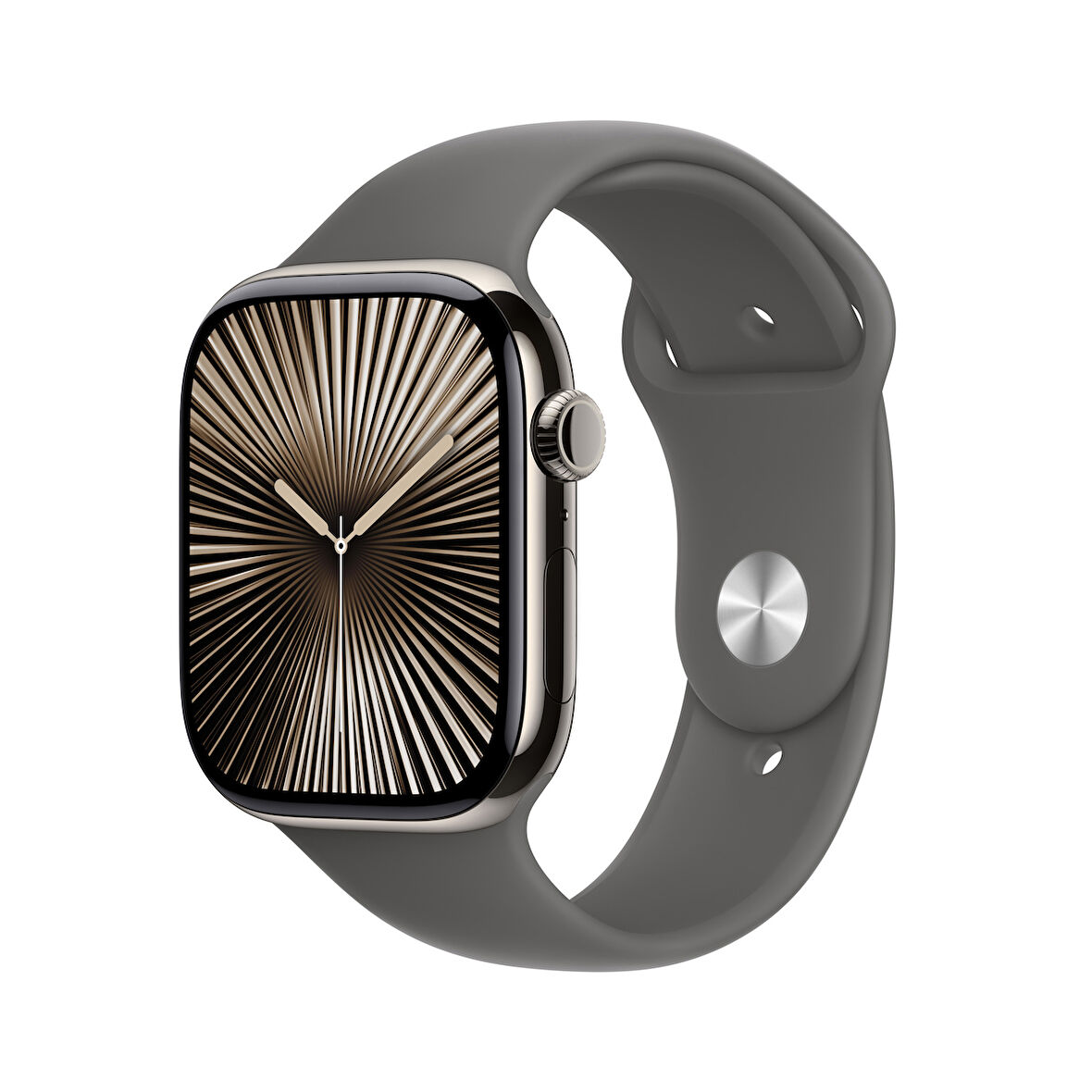 Apple Watch Series 10 GPS + Cellular 46 mm Natürel Titanyum Kasa ve Taş Grisi Spor Kordon - S/M (MWY93TU/A)