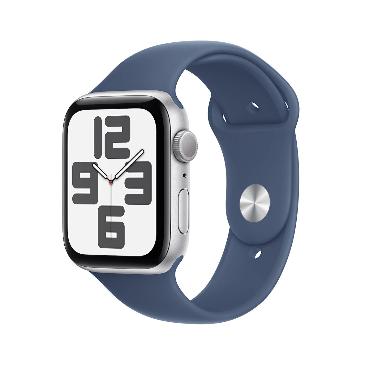 Apple Watch SE GPS 44 mm Gümüş Rengi Alüminyum Kasa ve Kot Rengi Spor Kordon - S/M (MXEQ3TU/A)