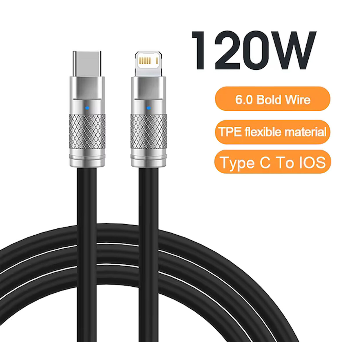 PSSNGR 120W 6A TYPEC TO LİGHTNİNG 1 METRE ŞARJ KABLOSU