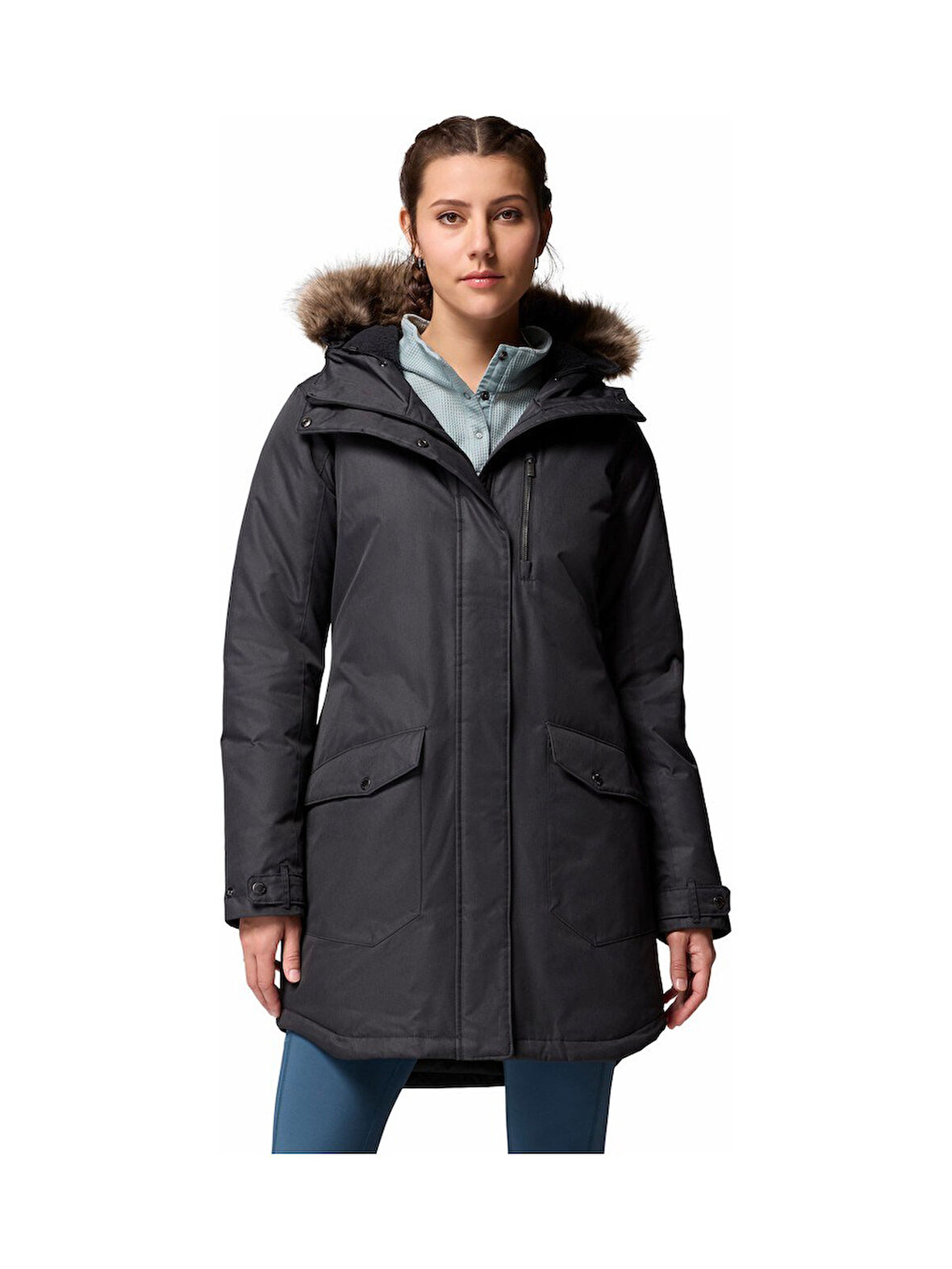 Columbia Suttle Mountain Long Insulated Kadın Mont Kadın Antrasit Melanj WL0885-012