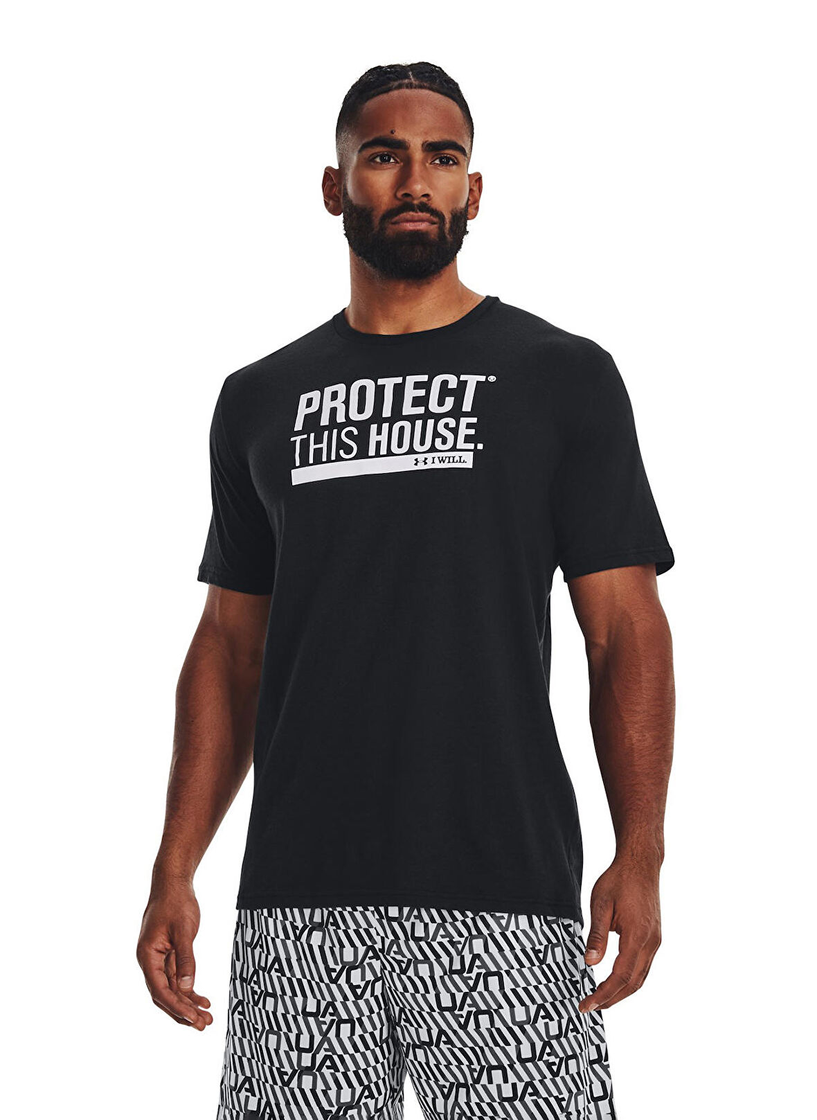 Under Armour Siyah Erkek Bisiklet Yaka T-Shirt 379022-001 UA PROTECT THIS HOUSE SS