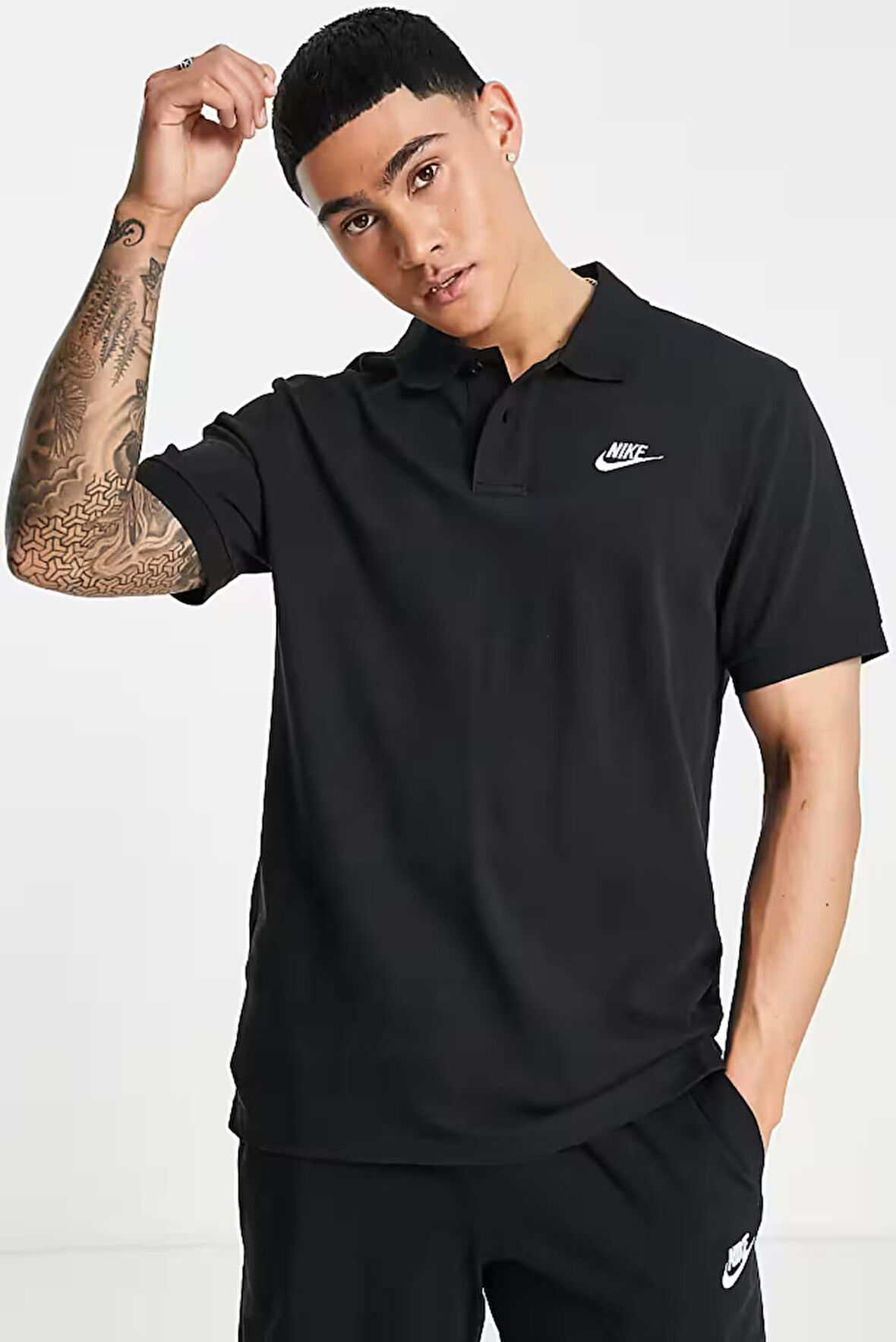 Nike Sportswear Clup Regular Fit Kesim Erkek Siyah Polo Yaka Tişört