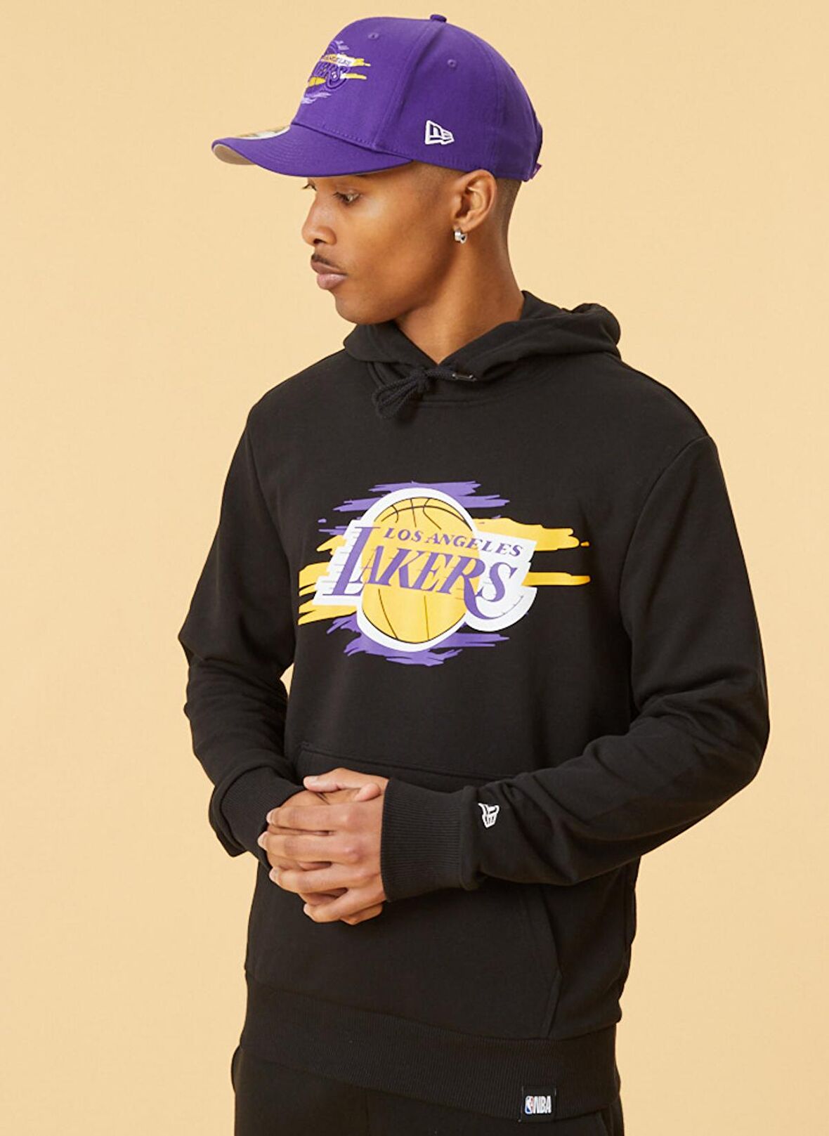 New Era Kapüşon Yaka Siyah Erkek Sweatshırt NBA TEAR LOGO HOODY LOSLAK BLK