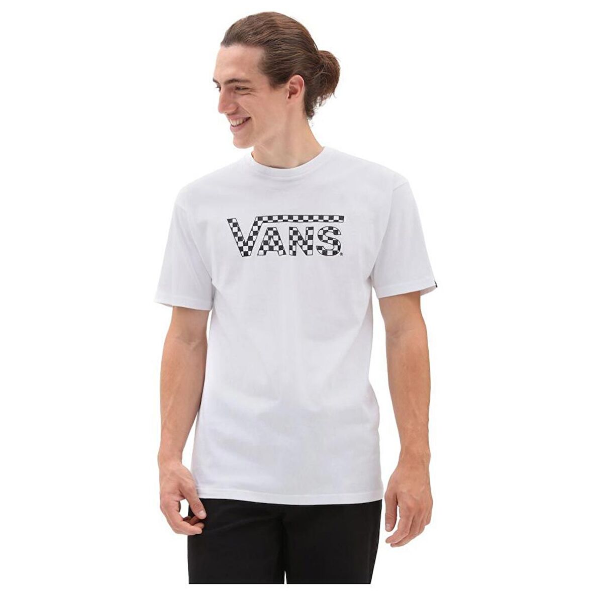 Vans Yuvarlak Yaka Düz Beyaz Erkek T-Shirt VN0A7UCPYB21 CHECKERED VANS-B