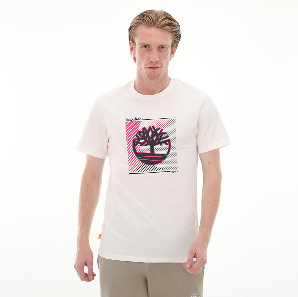 B0A663SCM91-R Timberland Ss Logo Graphıc Tee Erkek T-Shirt Beyaz