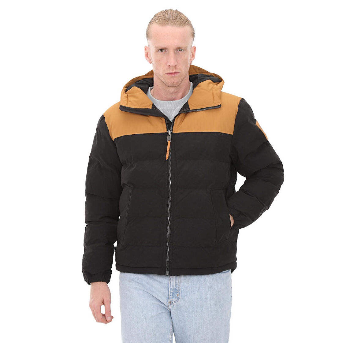 B0A6U7SP571-R Timberland Dwr Welch Mountain Hooded Puffer Jacket Erkek Mont Siyah