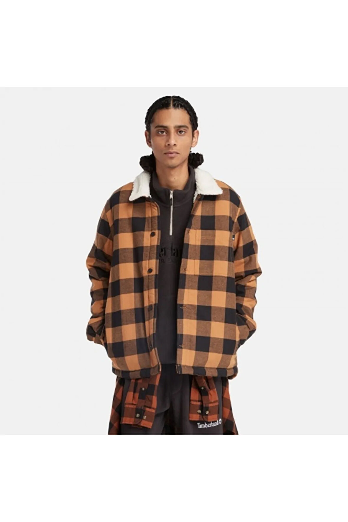 Sherpa Astarlı Erkek Ekose Buffalo Ceket