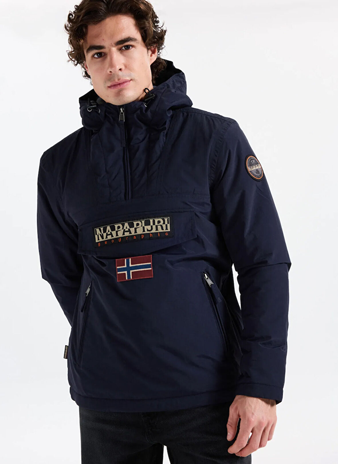 Napapijri NP0A4GMD1761-RAINFOREST POCKET 2 Mavi Düz Erkek Mont