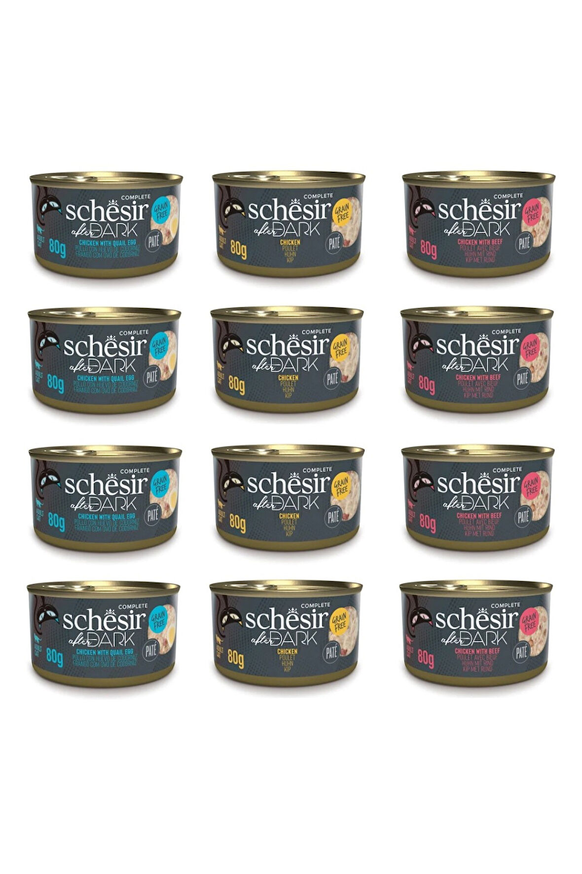 Schesir After Dark Pate 3 Çeşit Karma Kedi Konserve 80 Gr. X 12 Adet