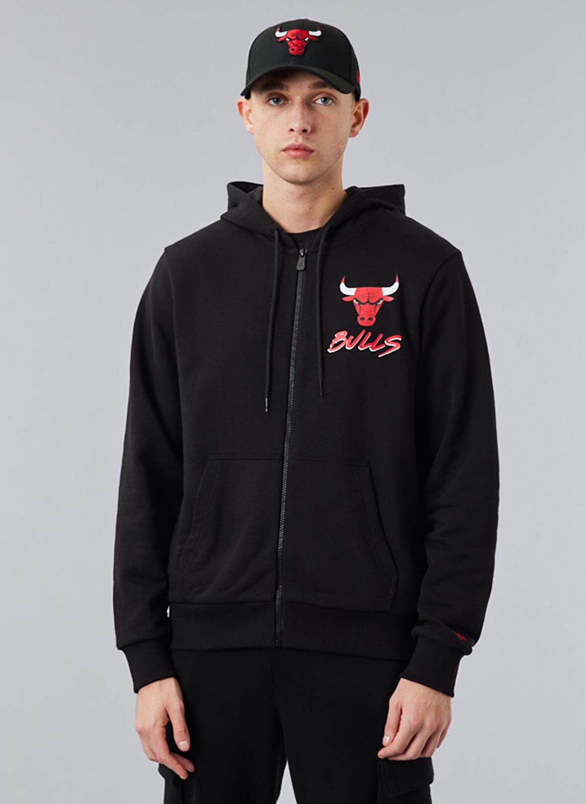 New Era Siyah Erkek Desenli Sweatshirt 60284698NBA SCRIPT FZ CHIBUL  BLKFD