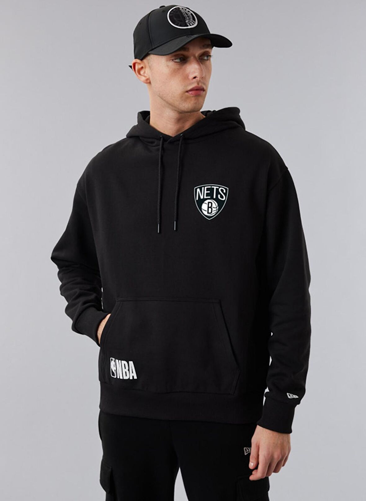 New Era Kapüşon Yaka Siyah Erkek Sweatshırt 60284622HALF LOGO OVERSIZED HOODY B