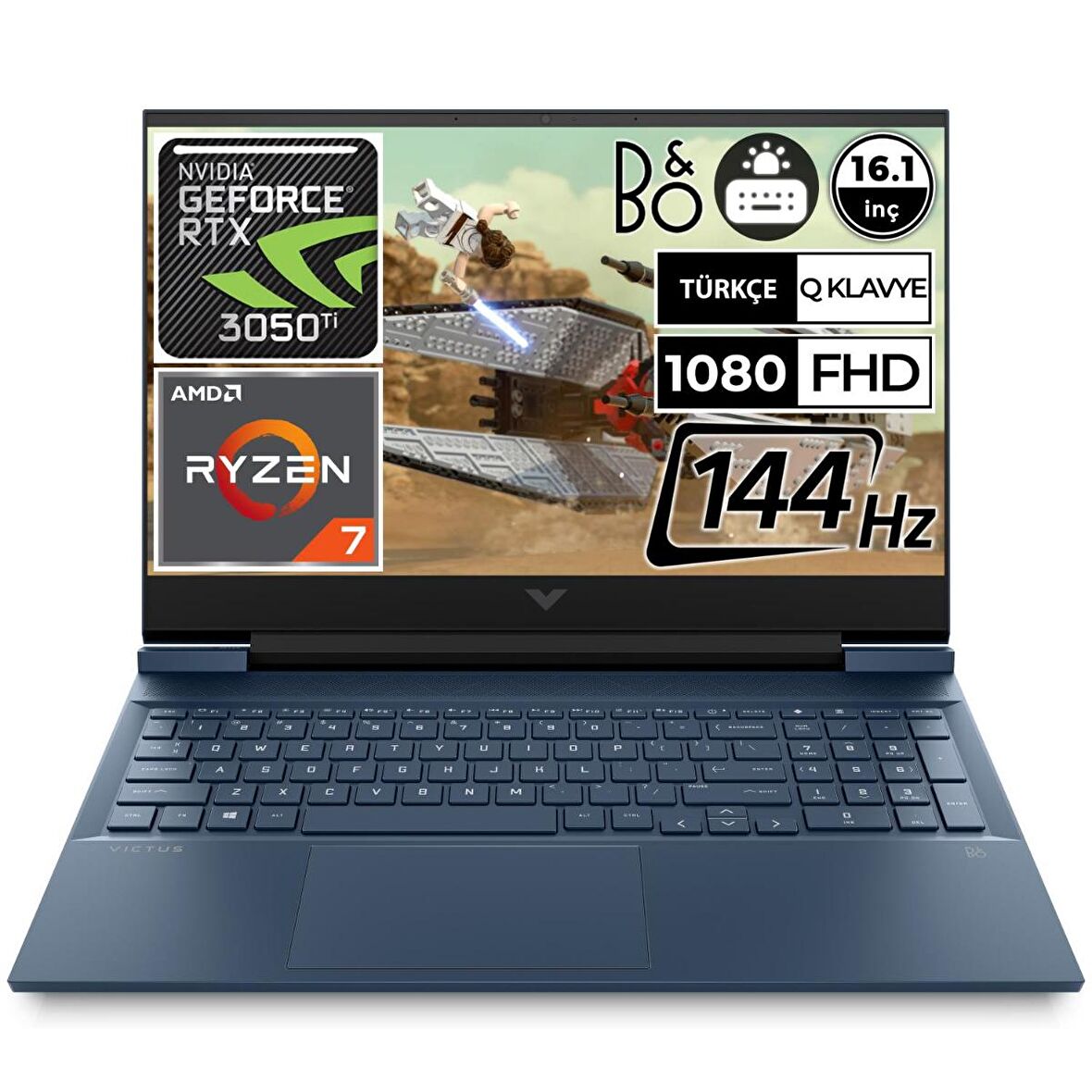 HP Victus 16-E1004NT 68S20EA Dahili Ekran Kartı Nvidia GeForce RTX 3050 Ti 6800H 16 GB DDR5 512 GB 16.1 inç Full HD Freedos Notebook Dizüstü Bilgisayar