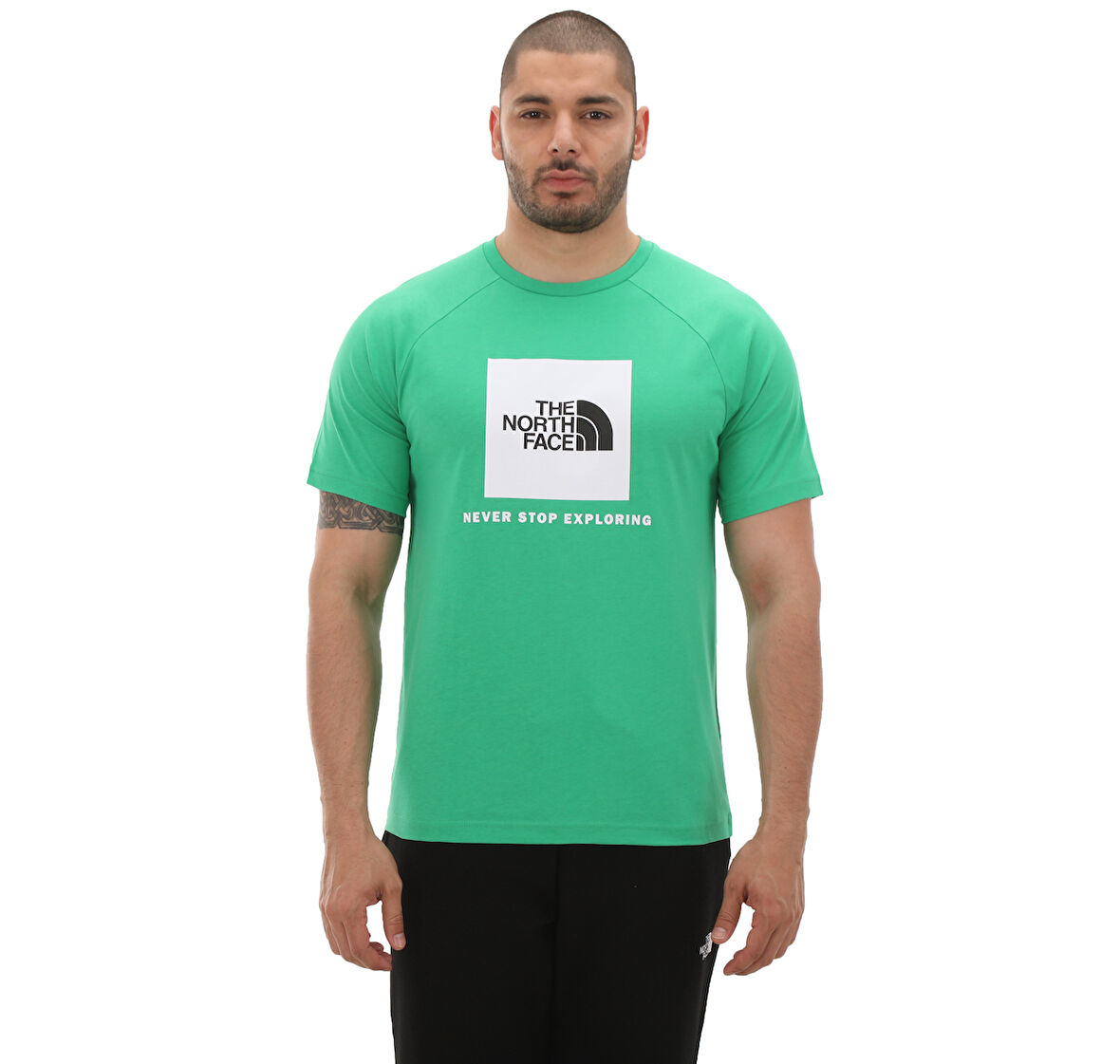F0A87NJPO81-R The North Face M S-S Raglan Redbox Tee Erkek T-Shirt Yeşil