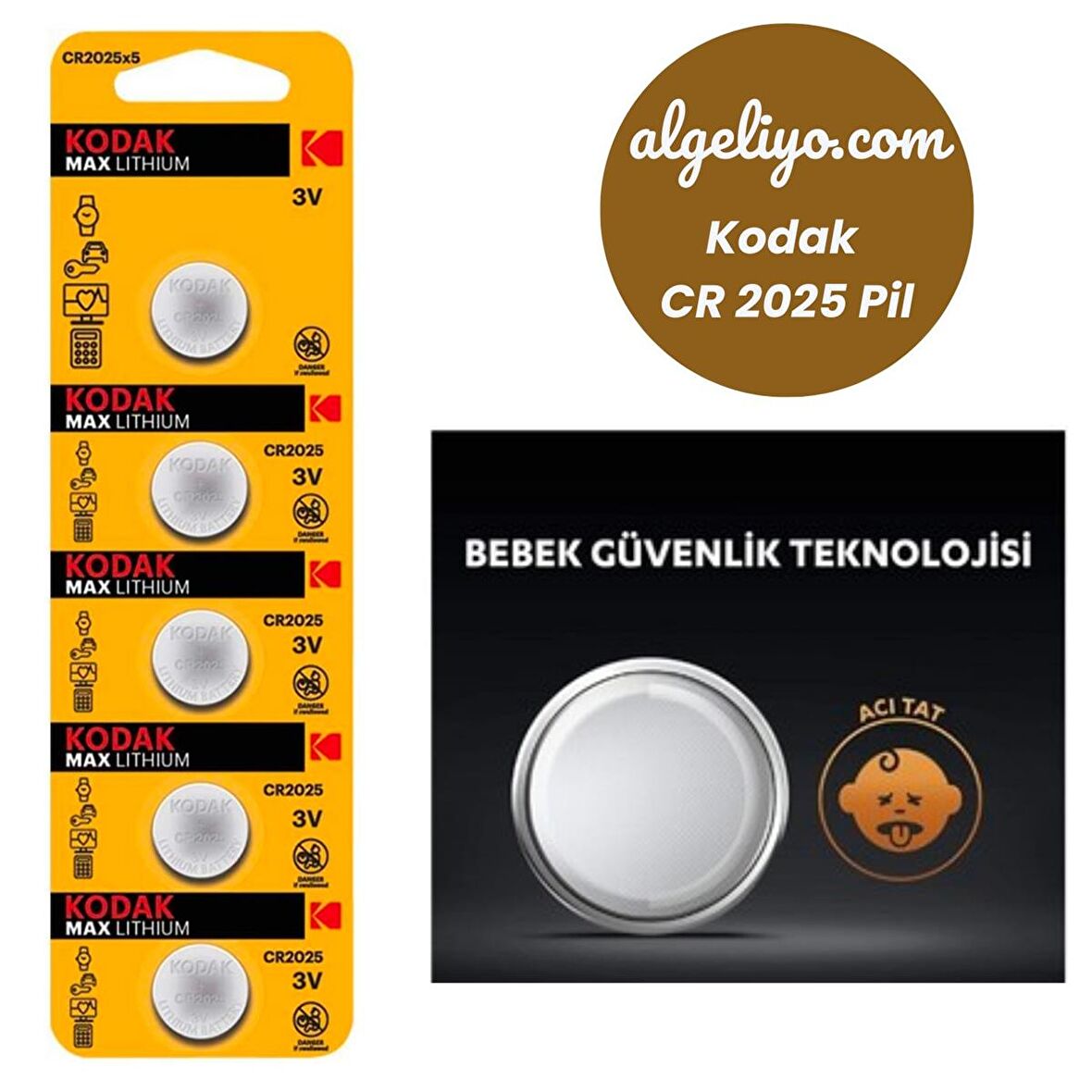 Kodak Pil Cr 2025 Baskül Pili Tartı Pili Terazi Bios Para Pili Kumanda Pili 1 Paket 5 Li 5 Adet