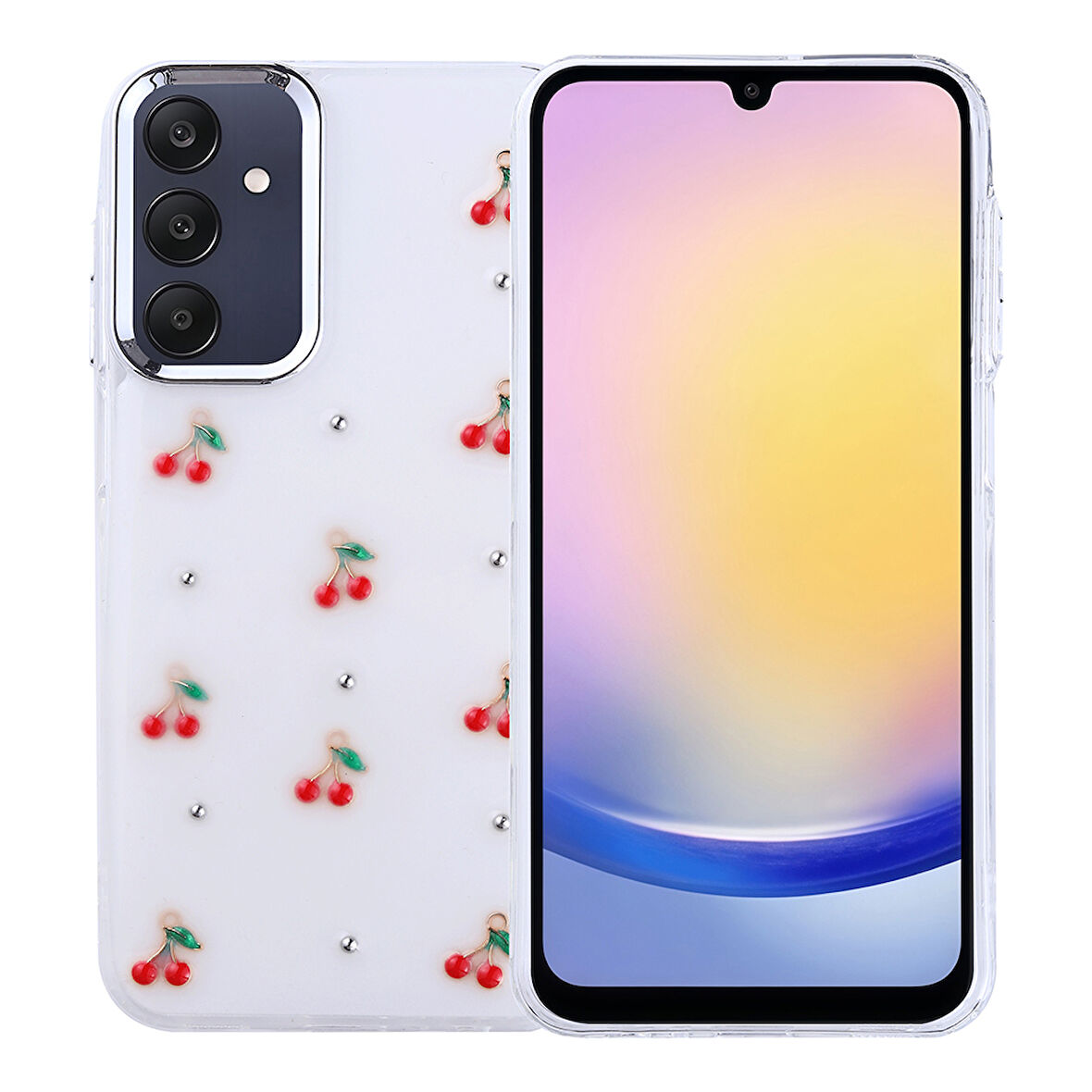 Gpack Samsung Galaxy A25 uyumlu Kılıf Kenarlar Airbagli Simli Şeffaf Kutup Kapak